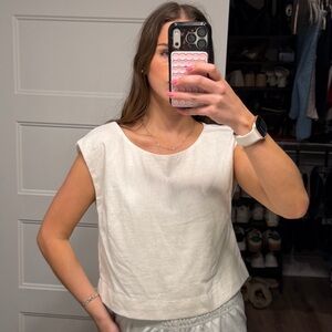 Abercrombie & Fitch white Scoop-Neck Sleeveless linen Tank